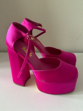 SHEIN Women Chunky Platform Hot Pink Close Toed High Heel